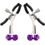 Зажимы для сосков DS Fetish Metal Nipple Clamps With Two Bells, фиолетовые - Фото №1