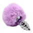 Анальная пробка с фиолетовым хвостиком Alive Anal Pleasure Metal Anal Fluffy Twist Plug S, серебряная - Фото №2