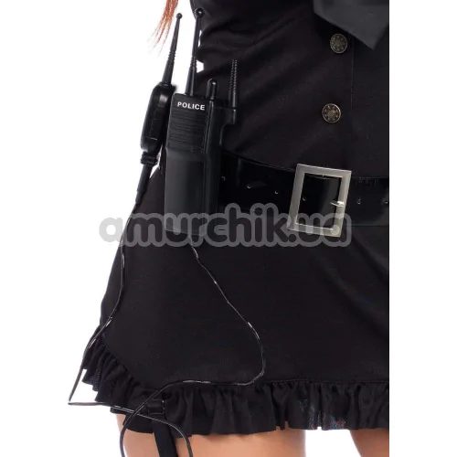 Костюм полицейской Leg Avenue Dirty Cop черный: платье + фуражка + пояс + перчатки + галстук + рация