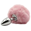 Анальна пробка з рожевим хвостиком DS Fetish Metal Plug With Bunny Tail, срібна - Фото №2