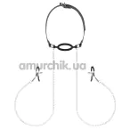 Затискачі для сосків з кляпом Bedroom Fantasies Nipple Clamps & Gag Ring Adjustable, срібні - Фото №1