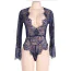 Боди Star Night V-Neck Lace Sexy Bodysuit, синее - Фото №4