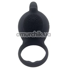 Виброкольцо Silicone Love Ring Dolphin, черное - Фото №1