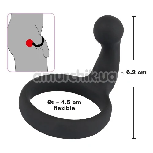 Эрекционное кольцо со стимулятором простаты Black Velvets Cock Ring, черное