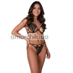 Комплект Passion Free Your Senses Resilque Set, черный: бюстгальтер + трусики-стринги - Фото №1