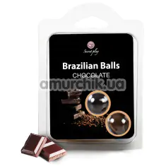 Массажное масло Secret Play Brazilian Balls Chocolate - шоколад, 2 х 4 грамм - Фото №1