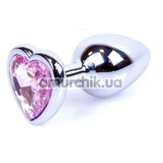 Анальная пробка со светло-розовым кристаллом Exclusivity Jewellery Silver Heart Plug, серебряная - Фото №1