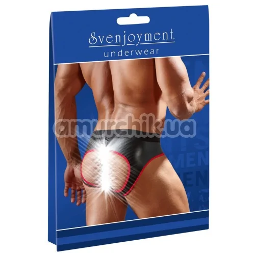 Труси чоловічі з відкритими сідницями Svenjoyment Underwear Jock 2120216, чорно-червоні
