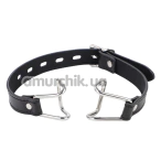 Кляп-кольцо DS Fetish Hooks Faux Leather, черный - Фото №1