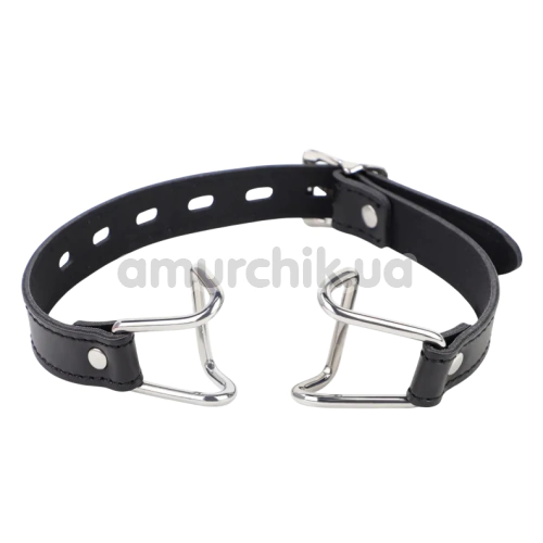 Кляп-кольцо DS Fetish Hooks Faux Leather, черный - Фото №1