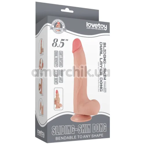 Фаллоимитатор Sliding-Skin Dual Layer Dong 8.5 с мошонкой, телесный