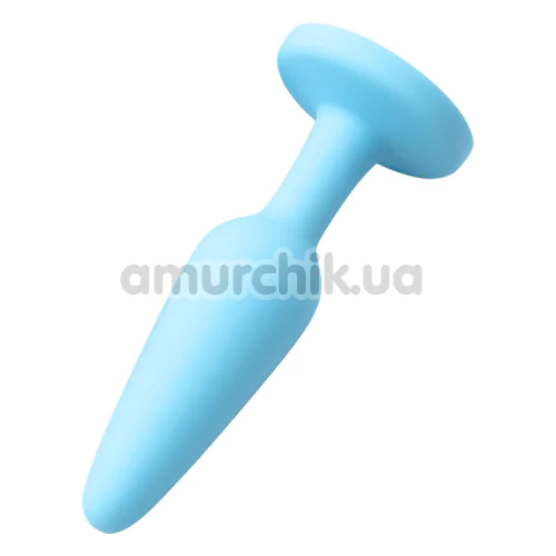 Анальная пробка с голубым кристаллом Alume Silicone Long Plug M, голубая