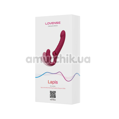 Безремневой страпон с вибрацией Lovense Lapis, розовый