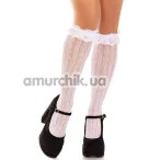 Гольфы Leg Avenue Sweetheart Ruffle Cuff Knee Highs, белые - Фото №1