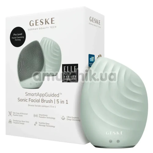 Ультразвуковая щетка для лица Geske Sonic Facial Brush 5 in 1, зеленая
