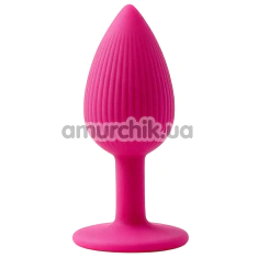 Анальная пробка Alume Silicone Ribbed Classic Anal Plug S, розовая - Фото №1