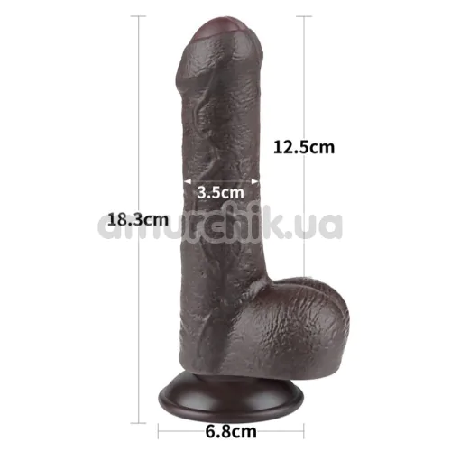 Фаллоимитатор Sliding-Skin Dual Layer Dong 7 с закрытой головкой, коричневый