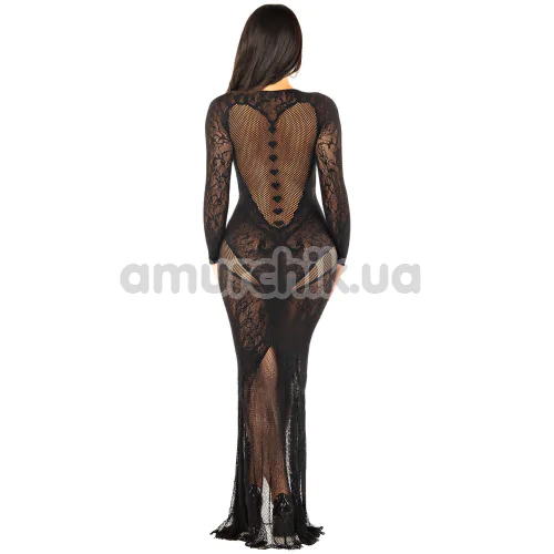 Платье Leg Avenue Lace and Net Bodycon Gown, черное