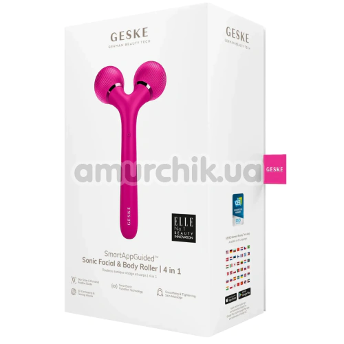 Ультразвуковий масажер Geske Sonic Facial & Body Roller 4 in 1, темно-рожевий