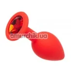 Анальна пробка з червоним кристалом Loveshop Seamless Butt Plug S, червона - Фото №1