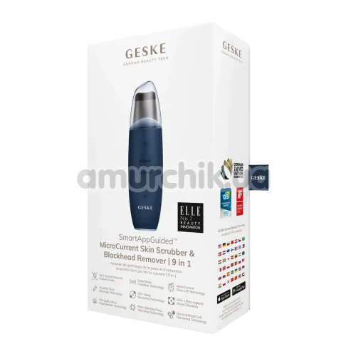 Мікрострумовий скрабер для шкіри обличчя Geske MicroCurrent Skin Scrubber & Blackhead Remover 9 in 1, синій