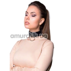 Нашийник BDSM Collar with Large Metal Ring O, чорний - Фото №1