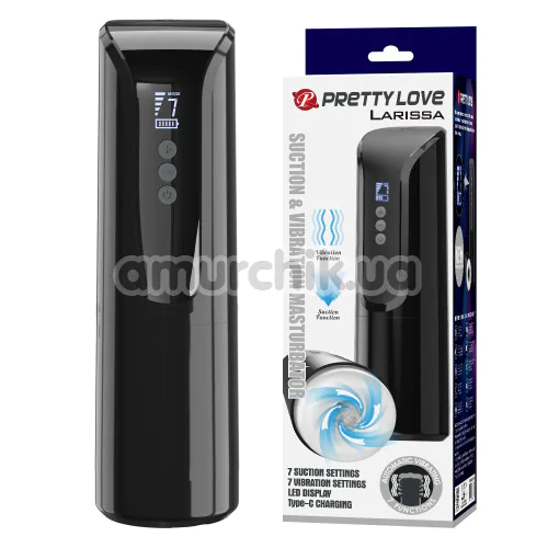 Мастурбатор з вібрацією і всмоктуванням Pretty Love Larissa, чорний