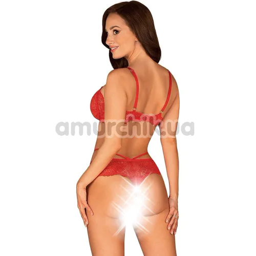 Комплект Obsessive Loventy, красный: бюстгальтер + трусики-стринги