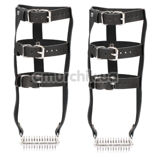 Гартеры для ног со шпорами Liebe Seele High Heel Ankle Harness, черно-серебряные