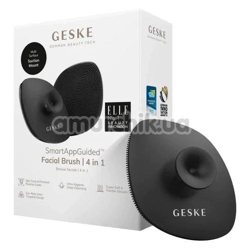 Щетка для лица Geske Facial Brush 4 in 1 Suction Mount, темно-серая