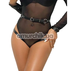 Гартери з фіксаторами для рук Star Night BDSM Garter Belt With Handcuffs And Restraints, чорні - Фото №1