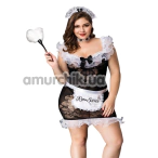 Костюм горничной JSY Sexy Lingerie 8358, черный: платье + фартук + чокер + головной убор + метелка - Фото №1