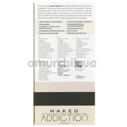 Вибратор с ротацией и толчками Addiction Naked Rotating & Thrusting Vibrating Dong 7.5 The Freak, телесный