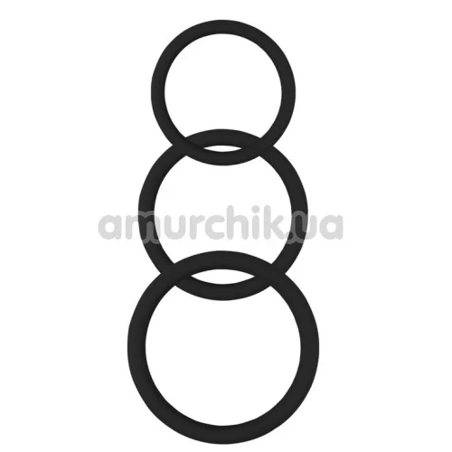 Набор из 3 эрекционных колец Get Lock Magnum Force Cock Ring, черный - Фото №1