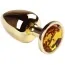 Анальная пробка с желтым кристаллом SWAROVSKI Gold Citrine Big, золотая