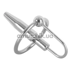 Уретральна вставка з ерекційним кільцем Sextreme Steel Penisplug 2.8, срібна - Фото №1