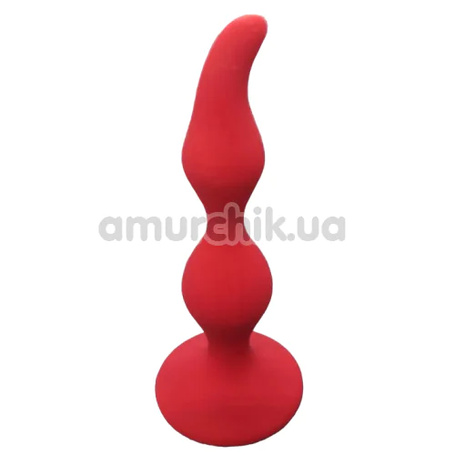 Анальная пробка Loveshop Silicone Wave Plug, красная - Фото №1