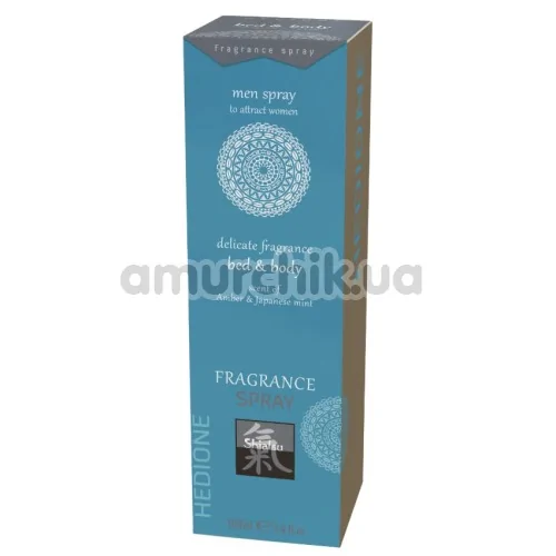 Спрей для тела и белья с феромонами Shiatsu Fragrance Spray Bed & Body для мужчин - янтарь и японская мята, 100 мл