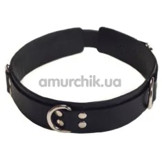 Ошейник с тремя колечками двойной sLash Slave Leather Collar, черный - Фото №1