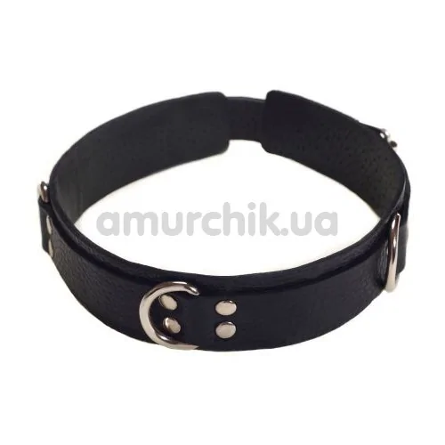 Нашийник з трьома колечками подвійний sLash Slave Leather Collar, чорний - Фото №1