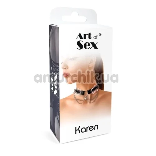 Чокер з серцем і ланцюжками Art of Sex Karen, чорно-рожевий