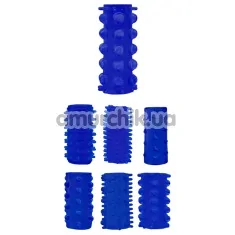 Набір з 7 насадок на пеніс Get Lock Penis Sleeve Kits, синій - Фото №1