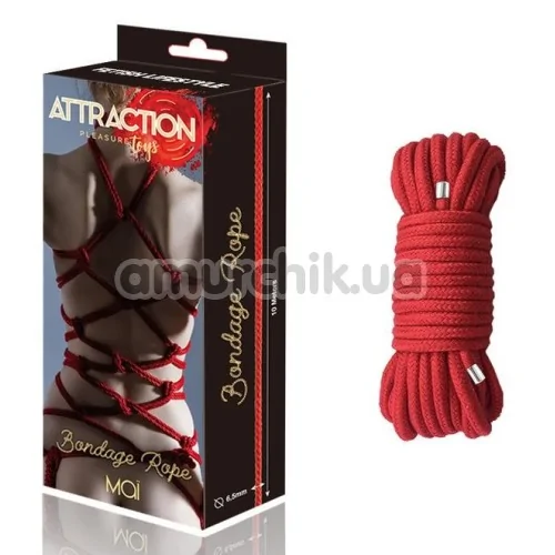 Мотузка Mai Attraction Pleasure Toys Bondage Rope 10m, червона
