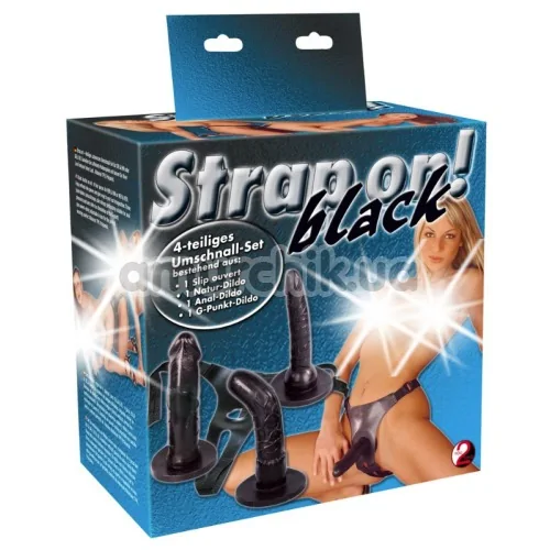 Набір з трьох фалоімітаторів на плавках Strap - on! чорний