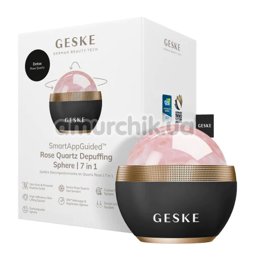 Шариковый массажер для лица Geske Rose Quartz Depuffing Sphere 7 in 1, черно-золотой