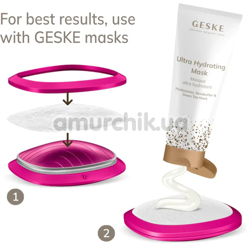 Ультразвуковой массажер-маска для лица Geske Sonic Warm & Cool Mask 9 in 1, розовый
