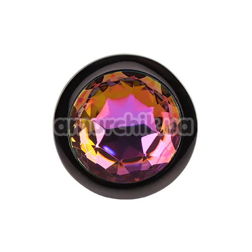 Анальная пробка с радужным кристаллом Matrix Mont Tungsten Black Gem Metal Plug M, черная