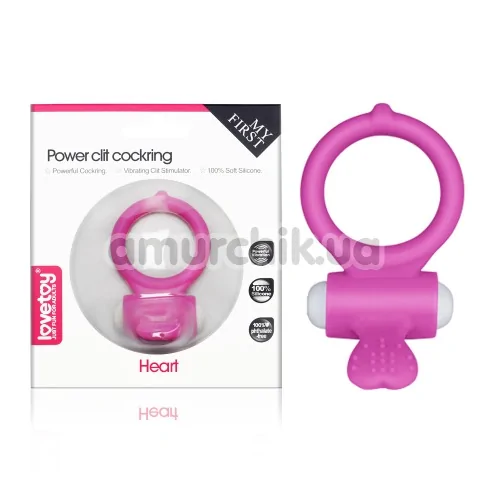 Виброкольцо Power Clit Cockring Heart, розовое
