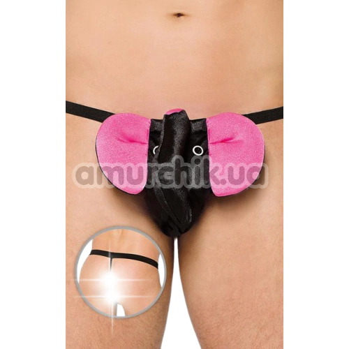 Трусы-стринги мужские Thong черные слоник (модель 4445) - Фото №1