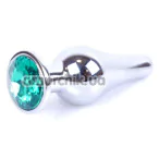 Анальная пробка с зеленым кристаллом Exclusivity Jewellery Silver Plug Long, серебряная - Фото №1